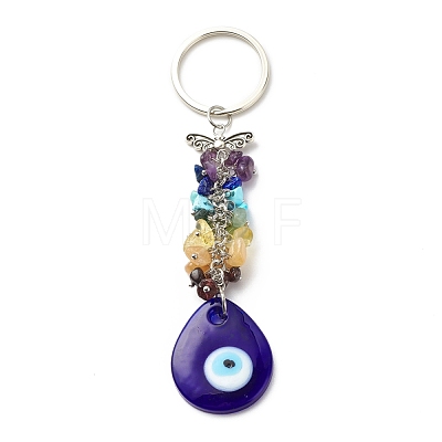 Natural & Synthetic Gemstone Beaded & Handmade Lampwork Pendants Keychain KEYC-JKC00344-1