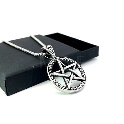 Punk Style Stainless Steel Pentagram Pendant Necklaces VY4031-1