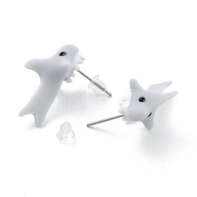 Cute Whale Resin Stud Earrings EJEW-K089-02P-1