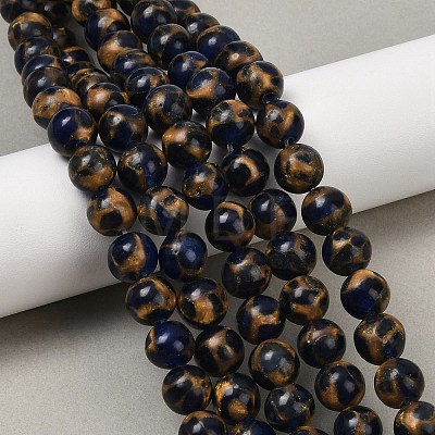 Synthetic Gold Clinquant Stone Beads Strands G-A283-B02-8mm-1