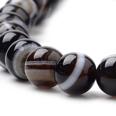 Natural Striped Agate/Banded Agate Beads Strands X-G-S259-04A-6mm-1