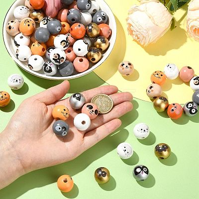 90Pcs 9 Styles Schima Wood European Beads WOOD-CJ0002-77-1