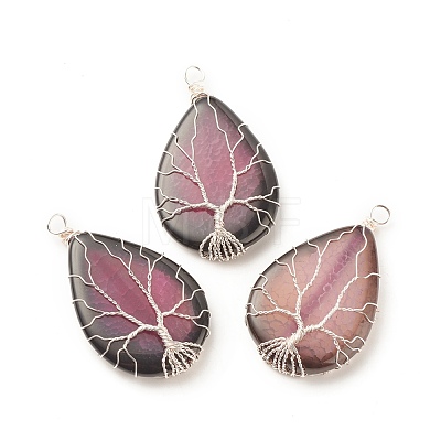 Natural Crackle Agate Pendants PALLOY-JF01526-02-1