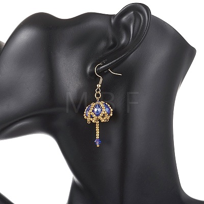 Transparent Electroplate Glass & Seed Glass Beads Dangle Earrings EJEW-MZ00714-03-1