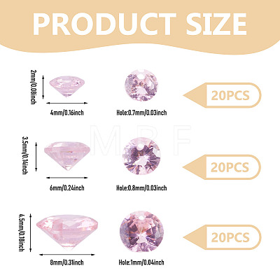 60Pcs 3 Styles Cubic Zirconia Charms ZIRC-TAD0001-01C-1
