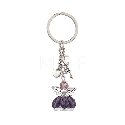 Glass & Tibetan Style Alloy Keychain KEYC-MZ00037-06-1