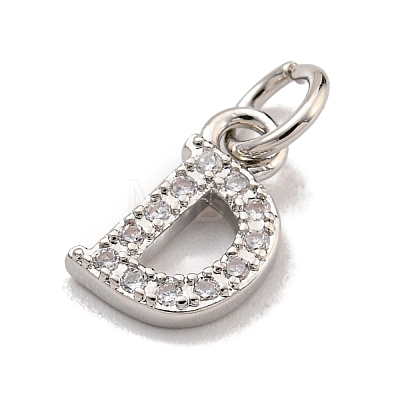 Initial Letter Brass with Cubic Zirconia Charms KK-Q814-26D-P-1