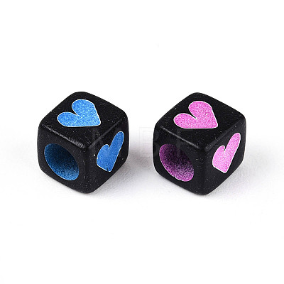 Fluorescent Color Plastic Cube Beads KY-T041-24M-1