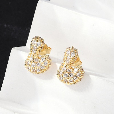 Brass Micro Pave Cubic Zirconia Stud Earrings EJEW-Z091-04G-L-1