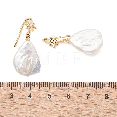 Teardrop Natural Keshi Pearl Dangle Earrings EJEW-JE06977-1