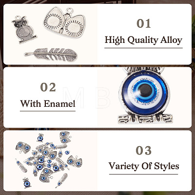 36Pcs 6 Style Evil Eye Alloy Enamel Pendants ENAM-TA0001-32-1