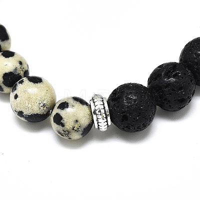 Natural Dalmatian Jasper Beads Stretch Bracelets BJEW-R309-02-A12-1