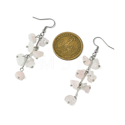 Natural Rose Quartz Dangle Earrings for Women EJEW-TA00553-01-1