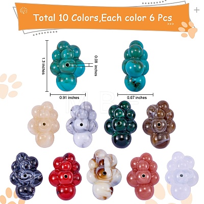 60Pcs 10 Colors Acrylic Beads OACR-SZ0001-24-1