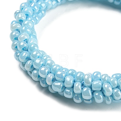 Crochet Glass Beads Braided Stretch Bracelet BJEW-K232-01G-1