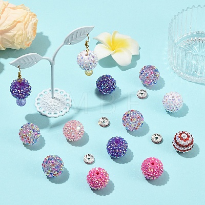 24Pcs 6 Styles Resin Rhinestone Graduated Beads RESI-YW0006-32-1