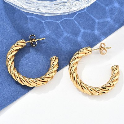 304 Stainless Steel Half Hoop Earrings X-EJEW-F257-10G-1