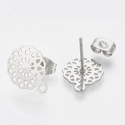 304 Stainless Steel Stud Earring Findings X-STAS-S079-36B-1