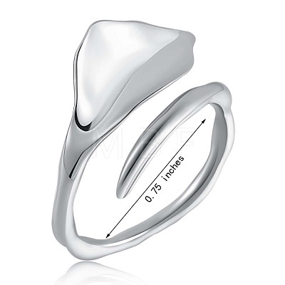 Anti-Tarnish Rhodium Plated 925 Sterling Silver Triangle Open Cuff Ring for Men Women JR882A-1