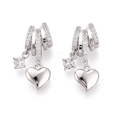 Brass Micro Pave Clear Cubic Zirconia Pendants KK-T075-88P-1