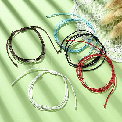 Waxed Polyester Cords Multi-strand Bracelet BJEW-JB09632-1