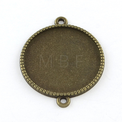 Tibetan Style Alloy Flat Round Cabochon Connector Settings TIBE-Q038-001F-AB-NR-1