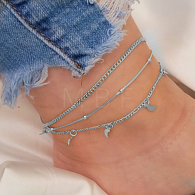 3Pcs Alloy Chain Anklets Sets WGDACCB-08-1