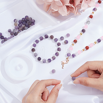 Frosted Natural Amethyst Round Bead Strands G-AR0002-06-1