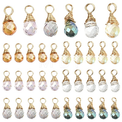 10Pcs Glass Pendants PALLOY-YW00130-01-1