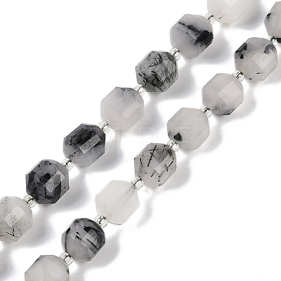 Natural Black Rutilated Quartz Beads Strands G-O201B-136G-1