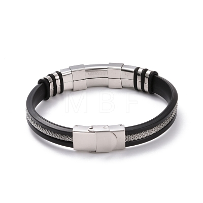 Men's Silicone Cord Bracelet BJEW-M206-02BP-1