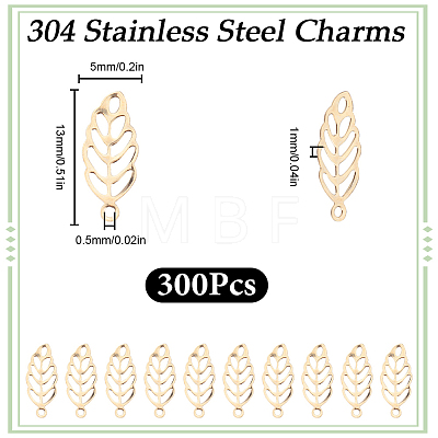 300Pcs Hollow 316 Surgical Stainless Steel Charms STAS-SC0021-32G-1