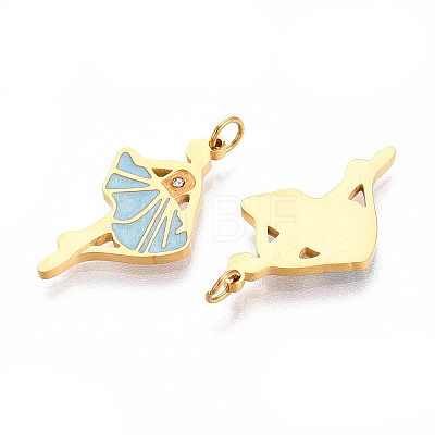 304 Stainless Steel Enamel Pendants STAS-N115-01C-G-1