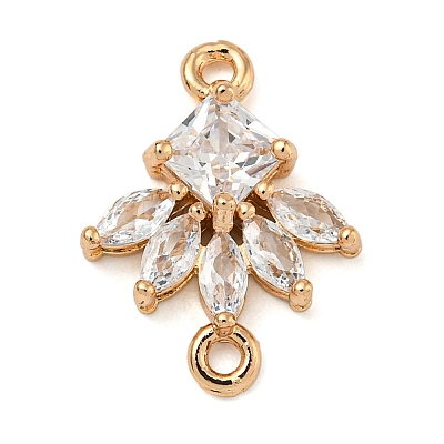 Brass Pave Clear Cubic Zirconia Connector Charms ZIRC-U004-02G-01-1