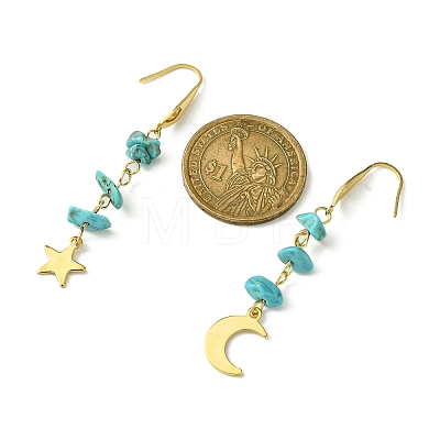 4 Pairs 4 Style Moon & Star 304 Stainless Steel Dangle Earrings EJEW-TA00284-1