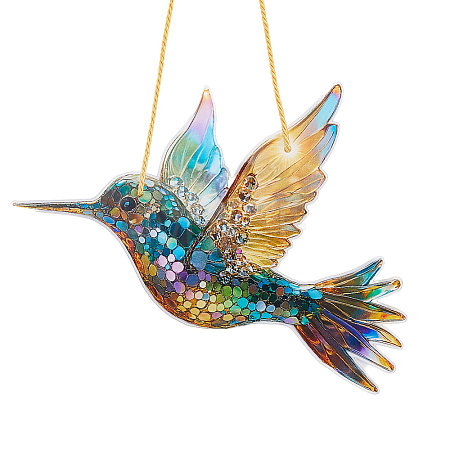Acrylic Bird Hanging Suncatchers HJEW-WH20021-02B-1