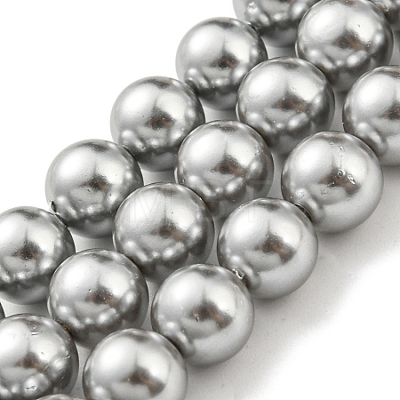 Electroplated Shell Pearl Beads Strands SHEL-F008-03B-03-1