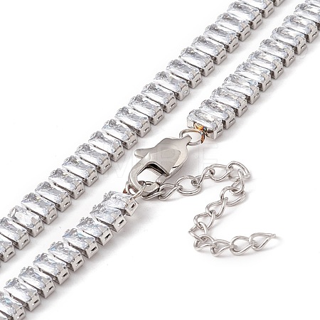 Cubic Zirconia Tennis Necklaces NJEW-G017-01D-P-1