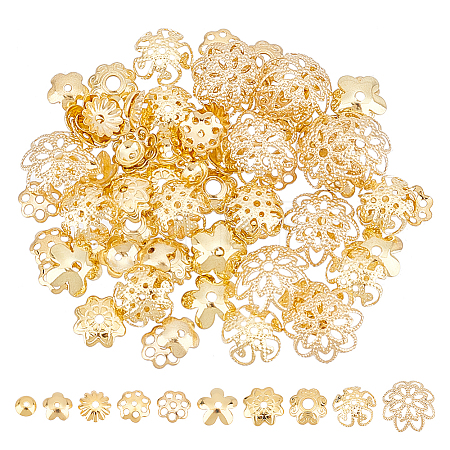 100Pcs 10 Styles 304 Stainless Steel Bead Caps STAS-UN0042-73-1