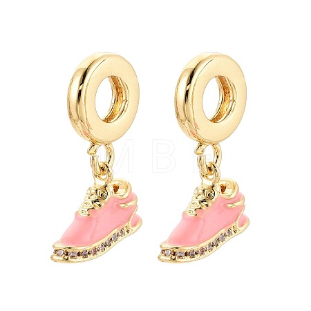Brass Micro Pave Clear Cubic Zirconia and Enamel European Dangle Charms KK-T079-69G-1