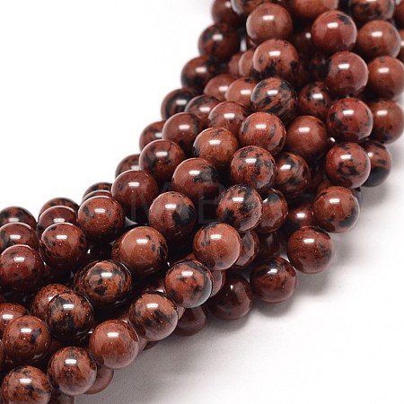 Natural Mahogany Obsidian Round Bead Strands G-P072-44-10mm-1