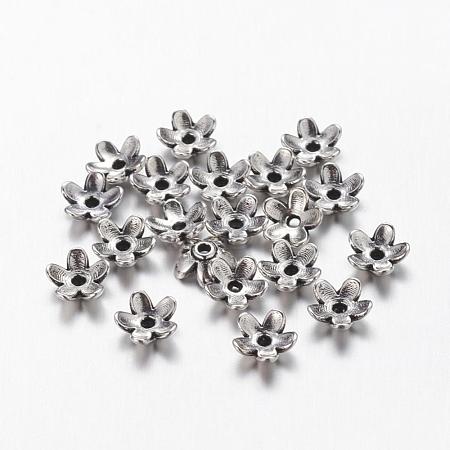 Tibetan Style  Zinc Alloy Bead Caps TIBEB-6.5x3-AS-FF-1