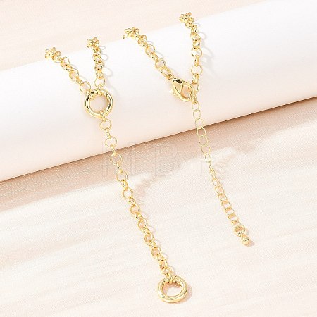 Brass Rolo Chain Y Lariat Necklaces NJEW-H087-04G-1