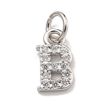 Initial Letter Brass with Cubic Zirconia Charms KK-Q814-26B-P-1