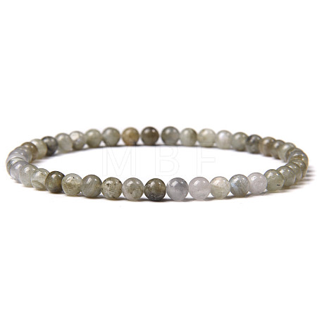 4mm Round Natural Labradorite Beads Bracelet for Men KG3069-19-1