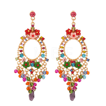 Oval Alloy Rhinestone Chandelier Earrings FS-WG8D144-04-1
