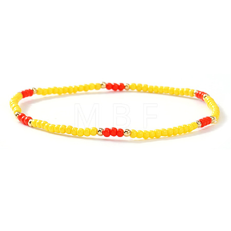 Summer Theme Glass Seed Bead & Brass Beads Stretch Bracelets MU3980-7-1