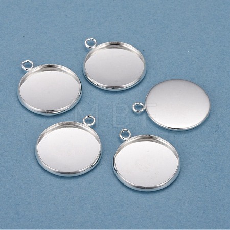 304 Stainless Steel Pendant Cabochon Settings X-STAS-F191-14S-F-1