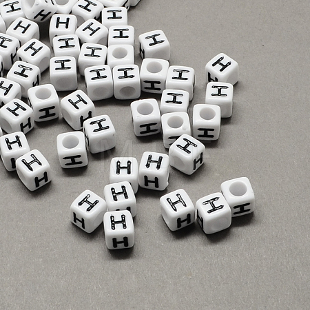 Large Hole Acrylic Letter European Beads SACR-Q103-6mm-01H-1