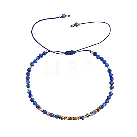 Adjustable Natural Lapis Lazuli Bead Braided Bracelets QC4943-4-1